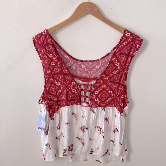 Jolt Floral sleeveless Boho top, Size XL, NWT - Picture 4 of 7